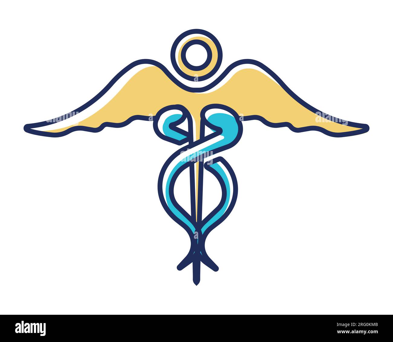 icona del simbolo medico caduceus su sfondo bianco disegno colorato illustrazione vettoriale Illustrazione Vettoriale
