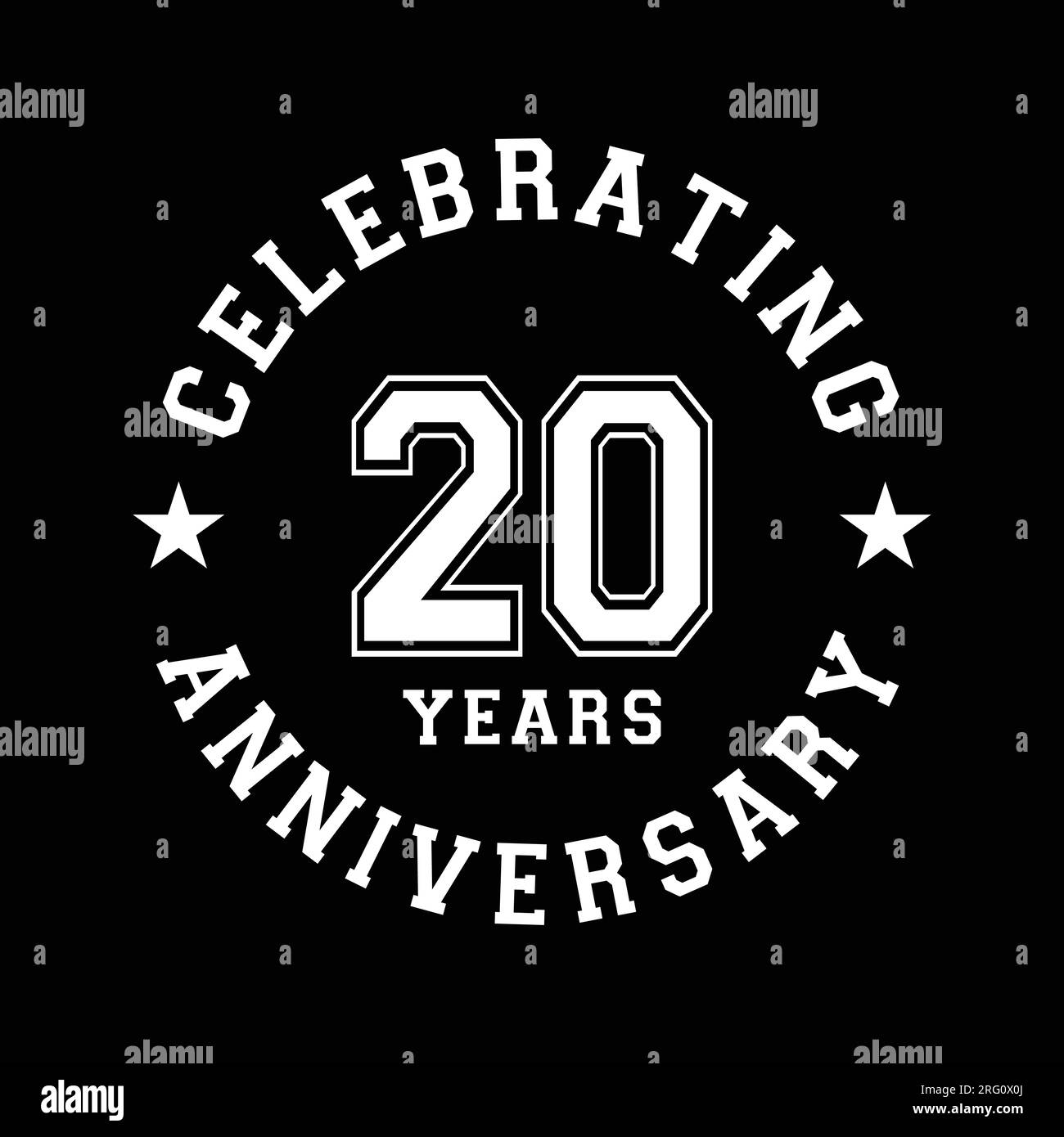 modello di design per festeggiare il 20° anniversario. ventesimo vettore e illustrazione. Illustrazione Vettoriale