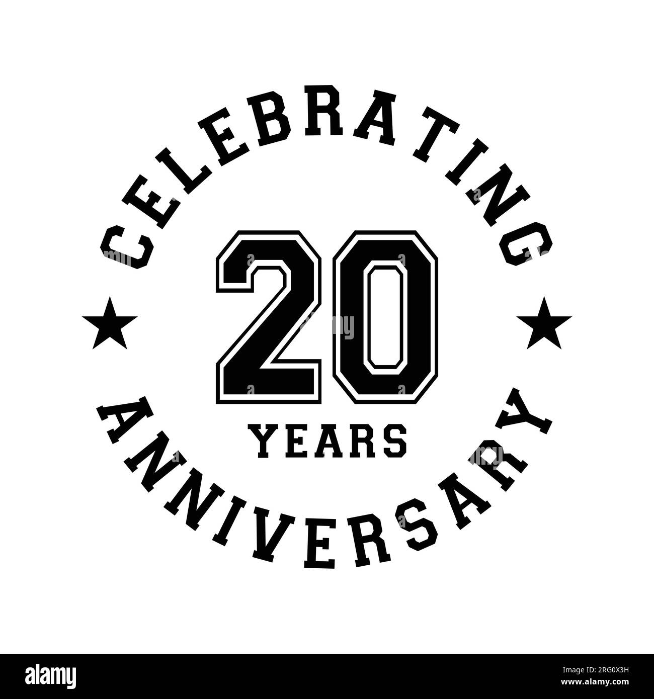 modello di design per festeggiare il 20° anniversario. ventesimo vettore e illustrazione. Illustrazione Vettoriale