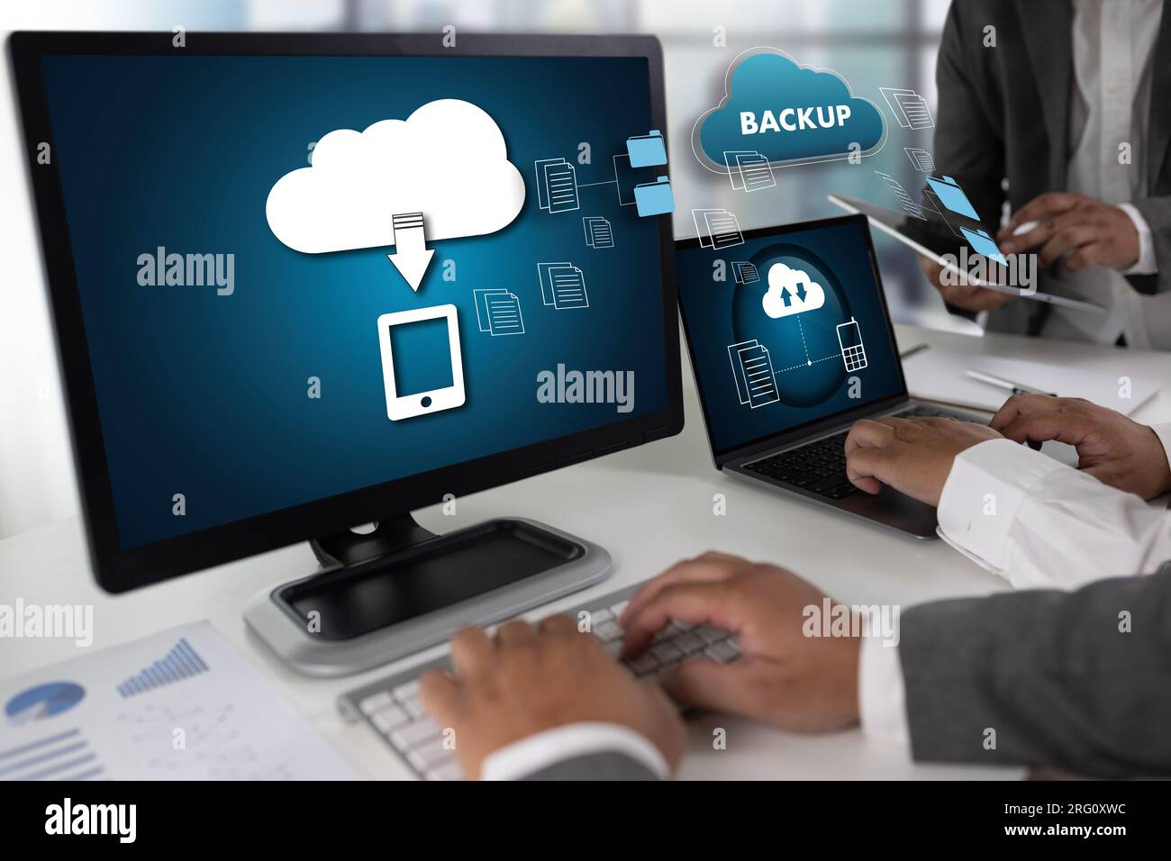 LIVE STREAMING Backup Download digitale di elaborazione un trasferimento dei dati , il download di streaming Foto Stock