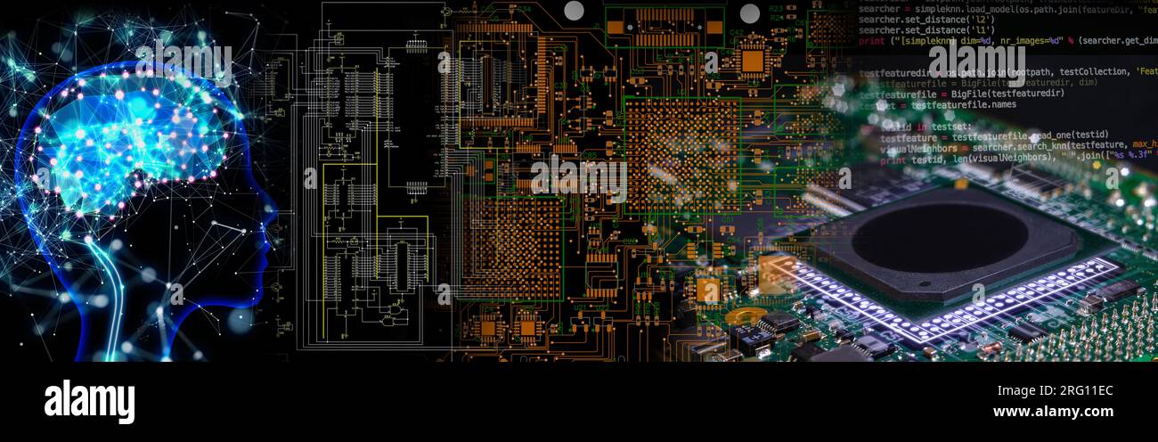 Concetto del diagramma di flusso del processo di sviluppo nell'industria elettronica Foto Stock