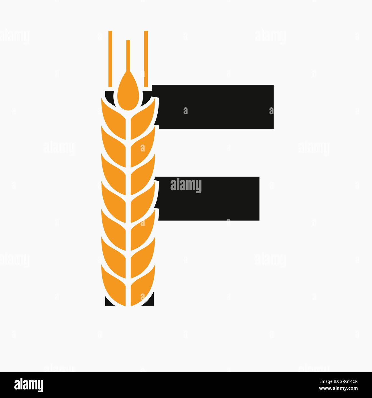 Modello Vector con logo Letter F Wheat per il simbolo agricolo Illustrazione Vettoriale