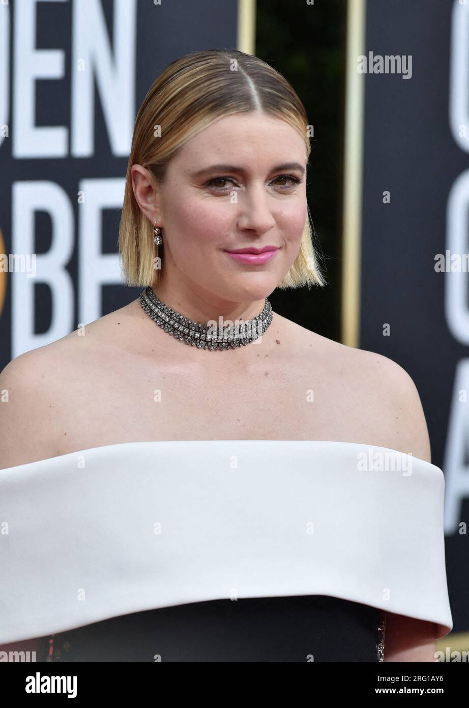 Los Angeles, Stati Uniti. 7 agosto 2023. Foto - Greta Gerwig parteciperà al 77° Golden Globe Awards Arrivals al Beverly Hilton, Los Angeles, CA, USA il 5 gennaio 2020. - Il film di Barbie ha raggiunto il miliardo di dollari solo 17 giorni dopo la sua uscita. Significa che Greta Gerwig è diventata la prima donna a raggiungere il traguardo come regista solista. Foto di Lionel Hahn/ABACAPRESS.COM Credit: Abaca Press/Alamy Live News Foto Stock