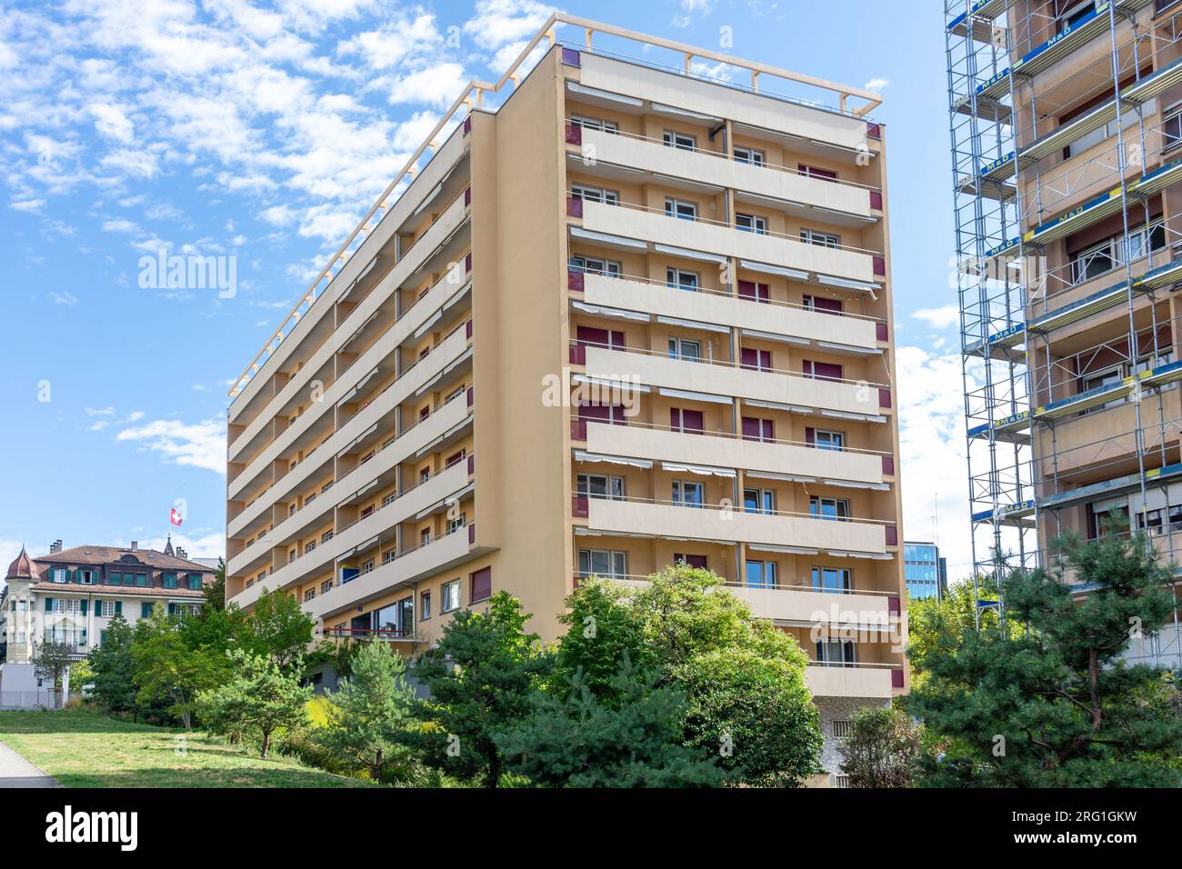 Grande condominio, Avenue des Jordils, Ouchy, Losanna, Canton Vaud, Svizzera Foto Stock