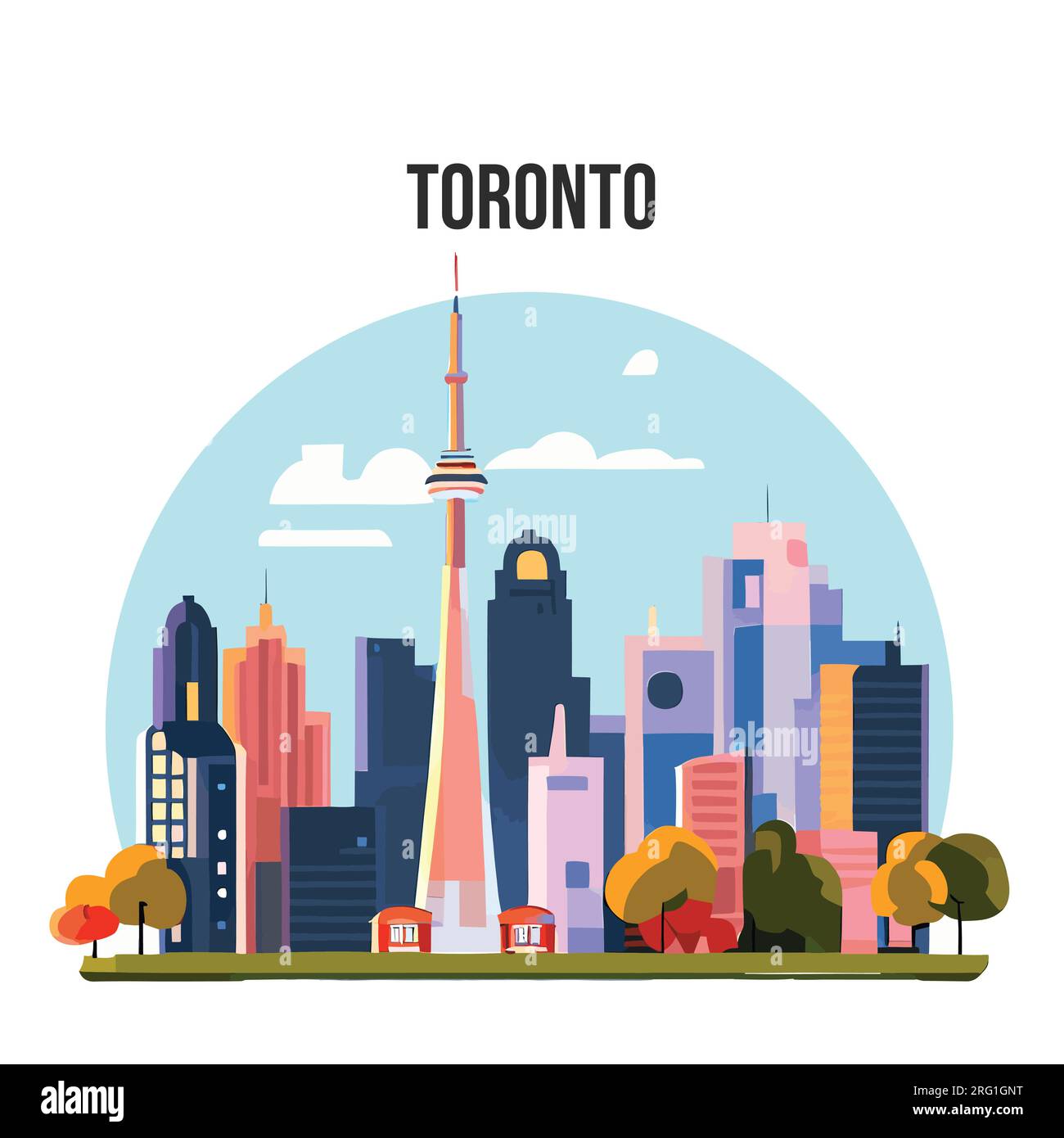 Illustrazione vettoriale piatta dello sfondo dello skyline di Toronto Illustrazione Vettoriale