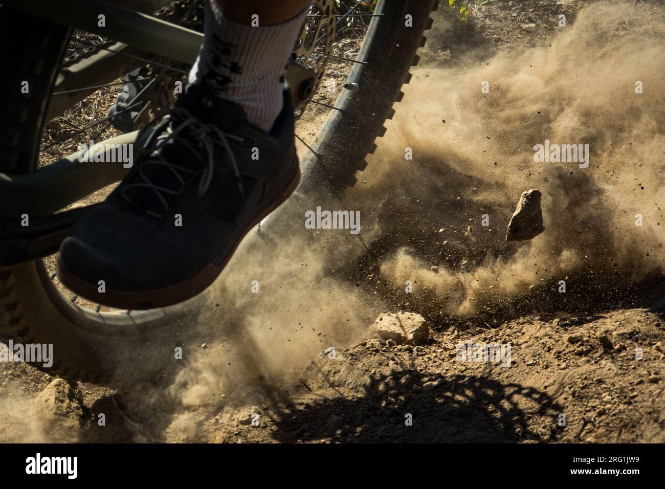 Escursioni in mountain bike nelle Dusty Pacific Northwest Summers Foto Stock