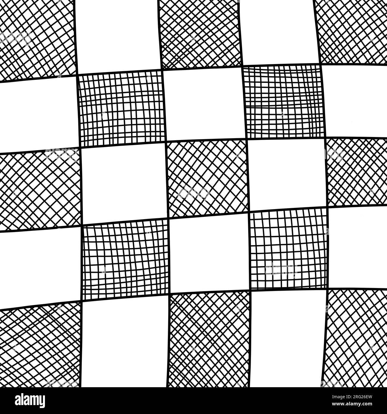 Controllare linee tratteggio quadrate grana nera isolata Foto Stock