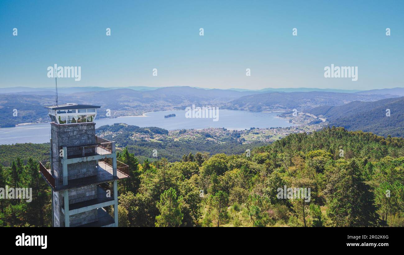 Ensenada de San Simón en la Ría de Vigo vista desde Castiñeira Foto Stock