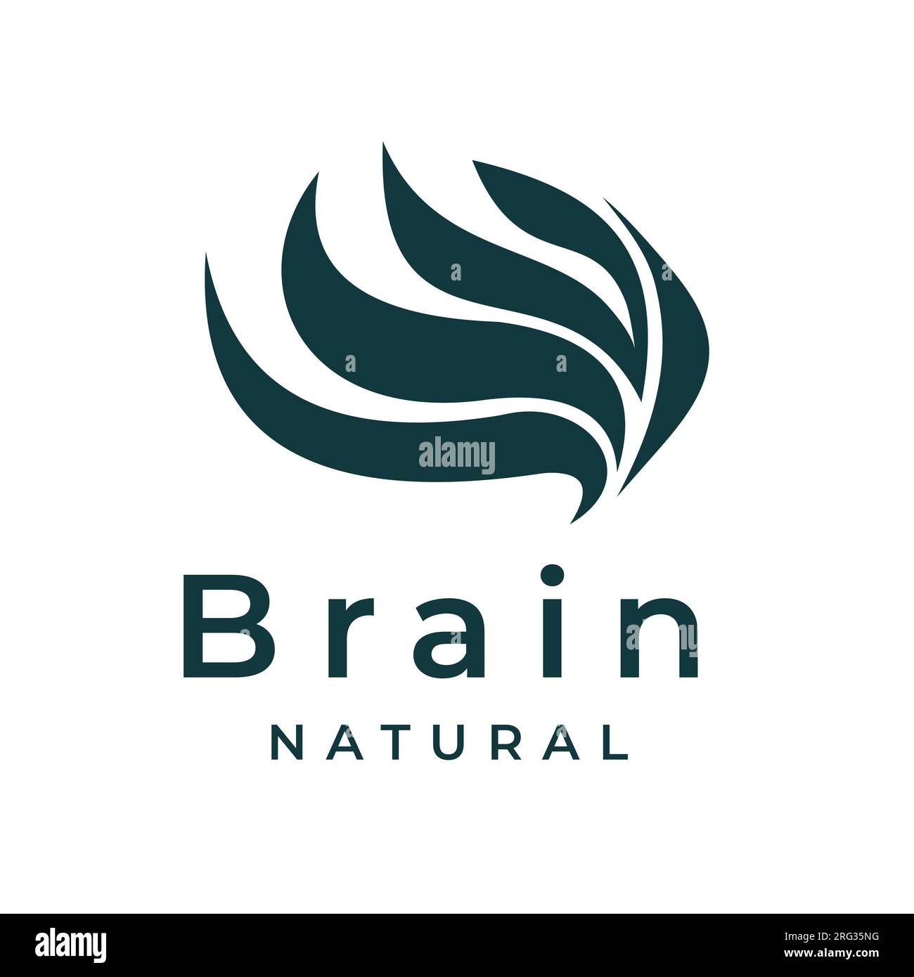 Brain Illustration design con logo vintage naturale, design retrò semplice Illustrazione Vettoriale