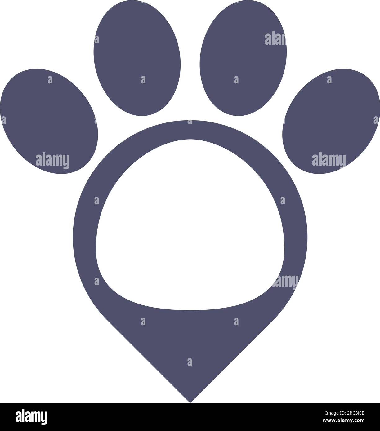 icona del logo della posizione paw per il logo del negozio di animali domestici Illustrazione Vettoriale