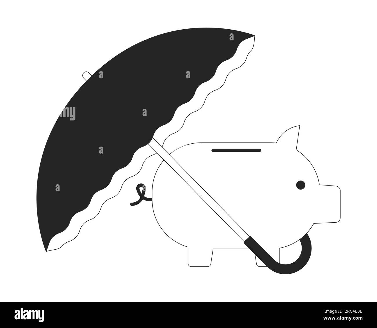 Copertura ombrello salvadanaio piatto oggetto vettoriale isolato monocromatico Illustrazione Vettoriale