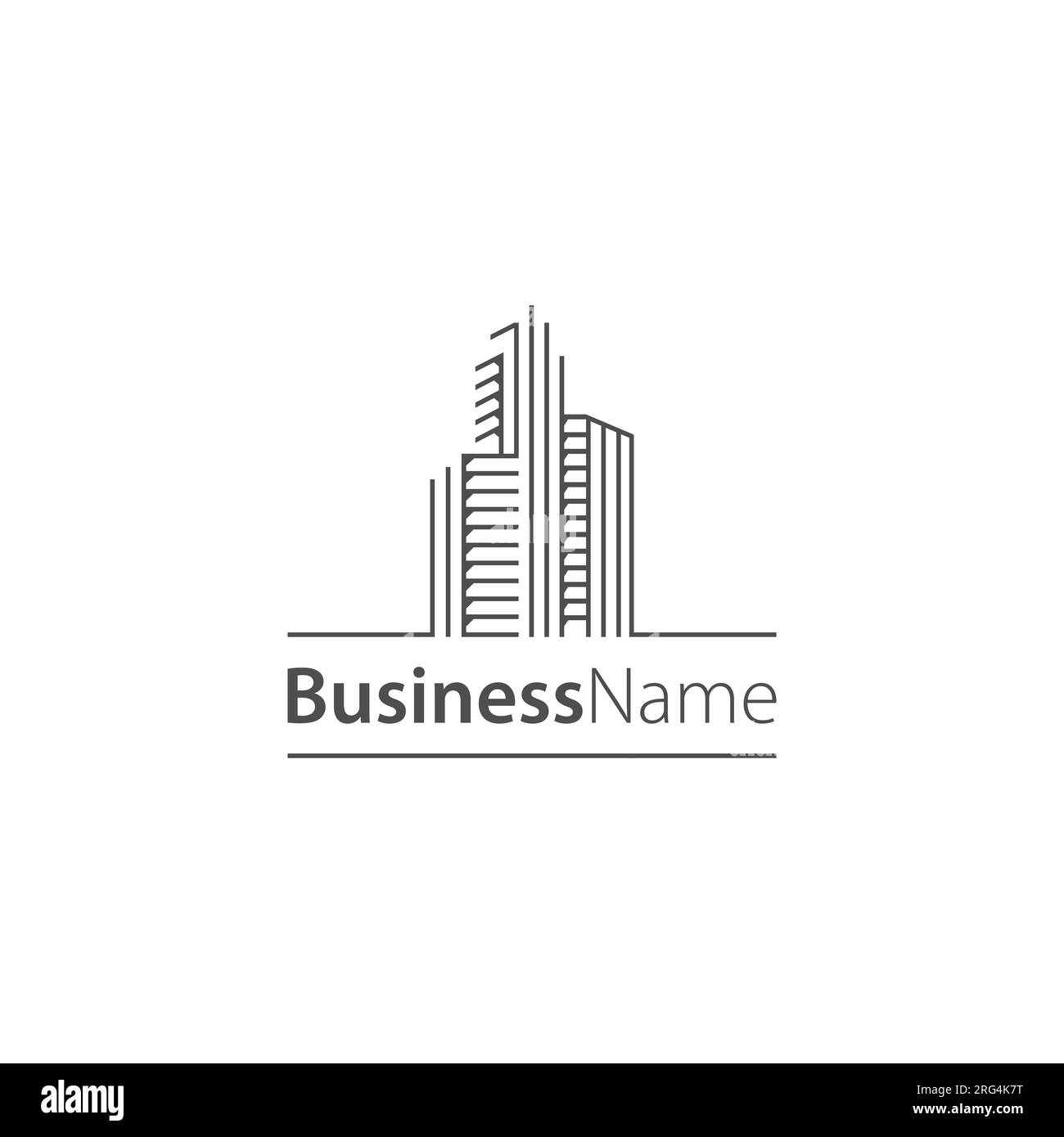 Immagine vettoriale della silhouette del disegno della linea del paesaggio urbano. Design minimalista con logo vettoriale minimalista per la casa edile. Illustrazione Vettoriale