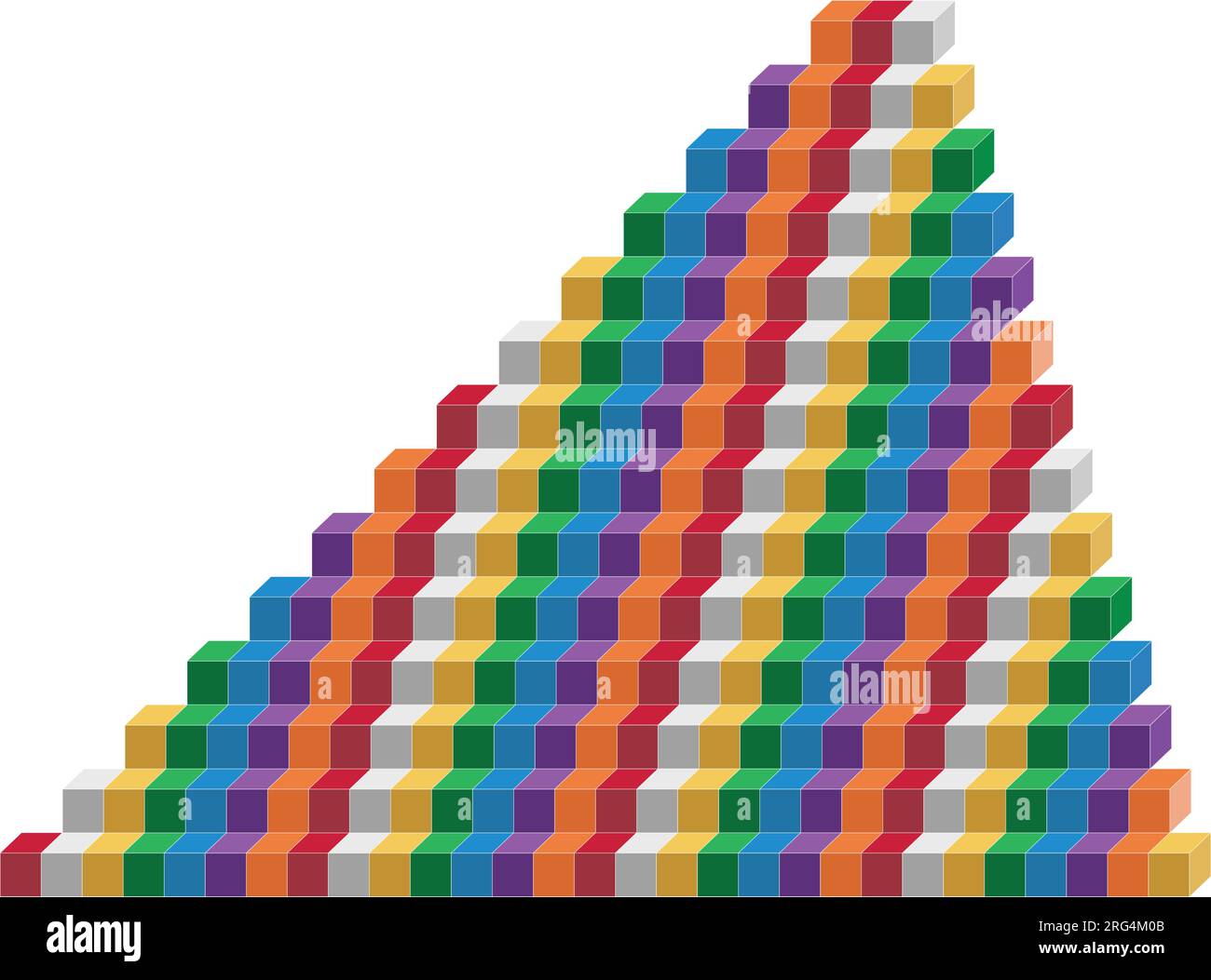 cubi di colore piramidi. forme 3d. Matematica di una figura geometrica, illustrazione del vettore di contorno Illustrazione Vettoriale