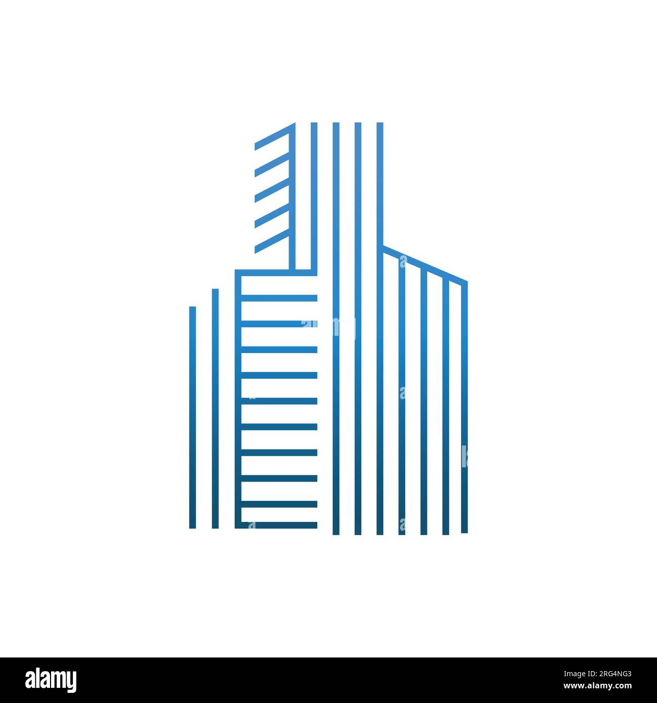 Immagine vettoriale della silhouette del disegno della linea del paesaggio urbano. Design minimalista con logo vettoriale minimalista per la casa edile. Illustrazione Vettoriale