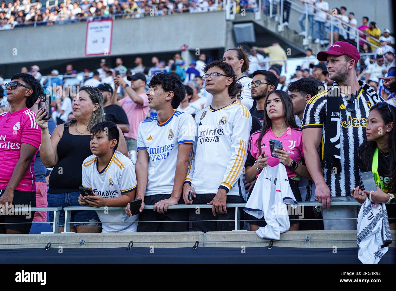 Orlando, Florida, Stati Uniti, 1° agosto 2023, i tifosi della Juventus e del Real Madrid durante il Tour del Campionato di calcio ospitato dalla Florida Cup al Camping World Stadium . (Foto di: Marty Jean-Louis) Foto Stock