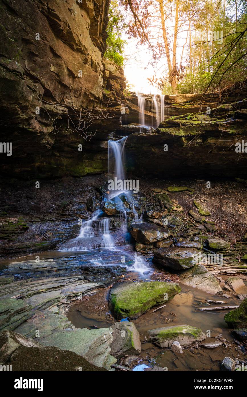 Immagine panoramica a lunga esposizione delle cascate McCammon Branch nel Kentucky Foto Stock