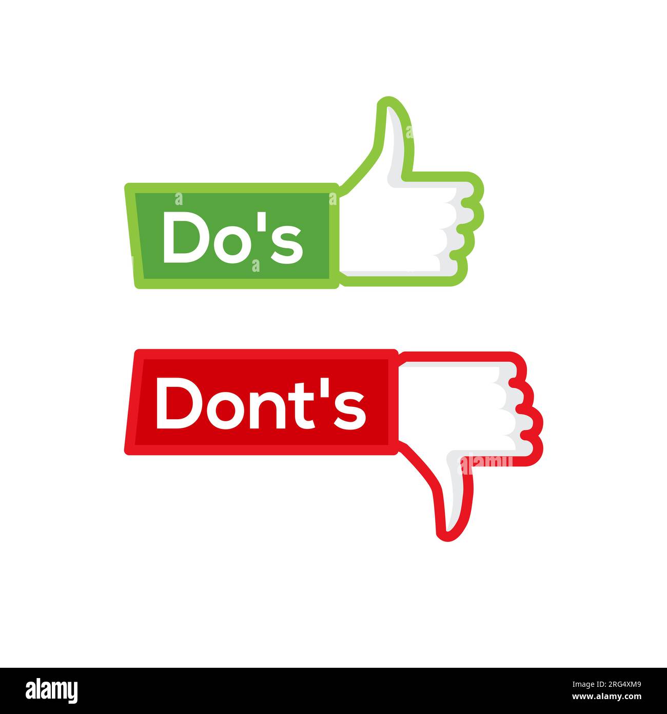 DOS e controllo icone non buono e non cattivo. Elenco negativo positivo, vero sbagliato come il logo ANF FAIL Illustrazione Vettoriale