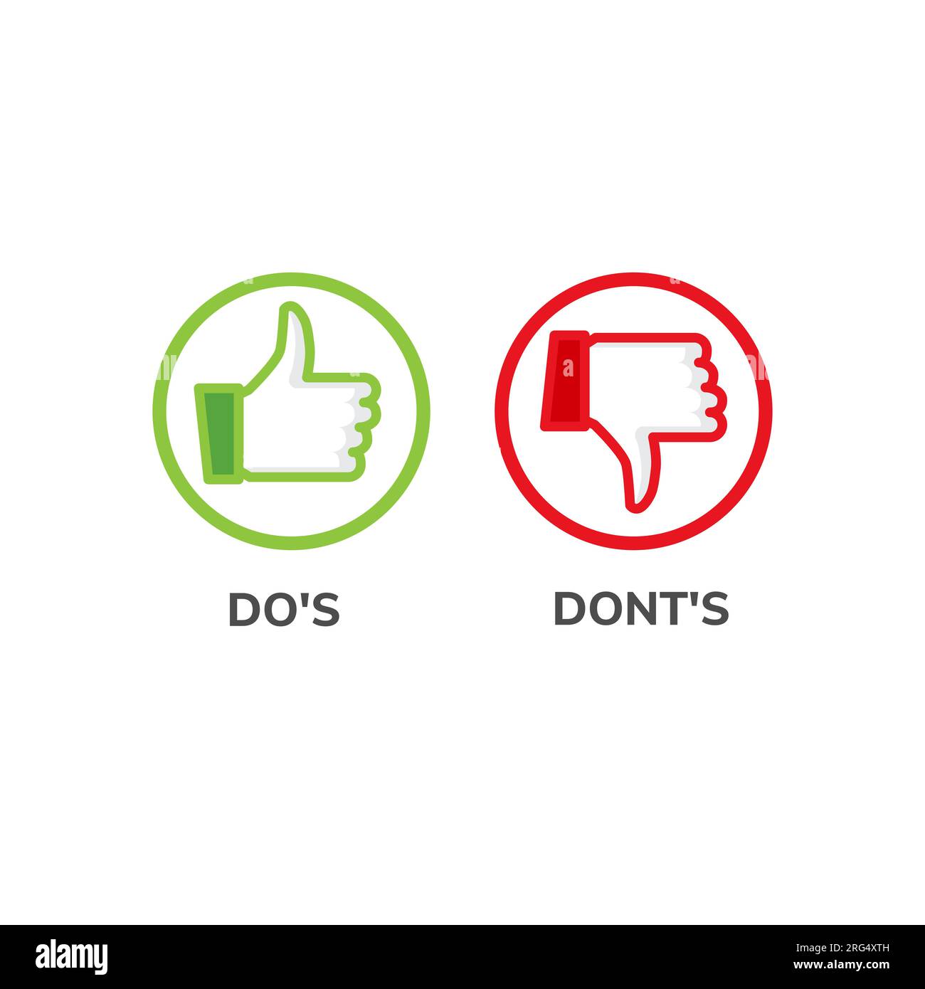 DOS e controllo icone non buono e non cattivo. Elenco negativo positivo, vero sbagliato come il logo ANF FAIL Illustrazione Vettoriale