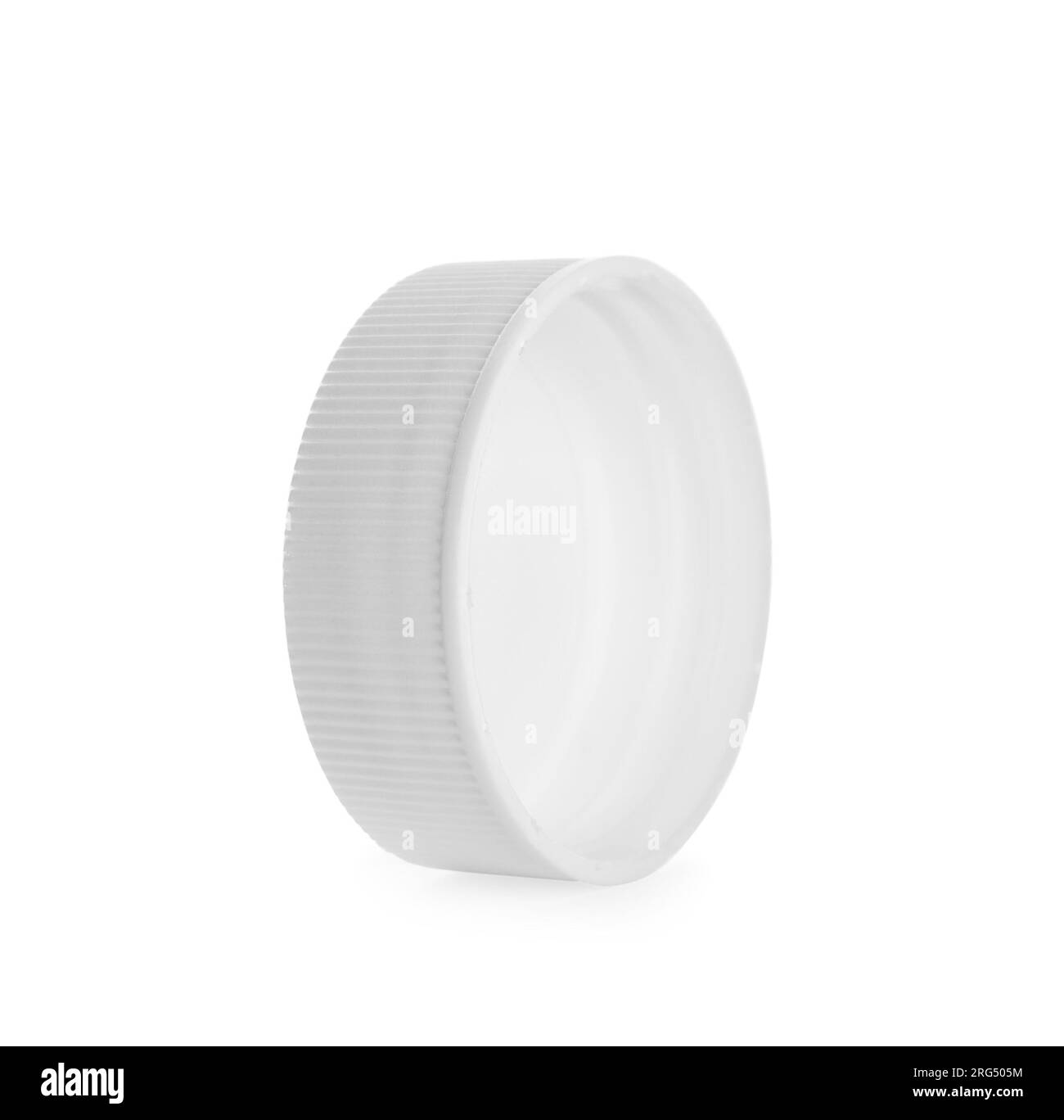 Un tappo per flacone in plastica isolato su bianco Foto Stock