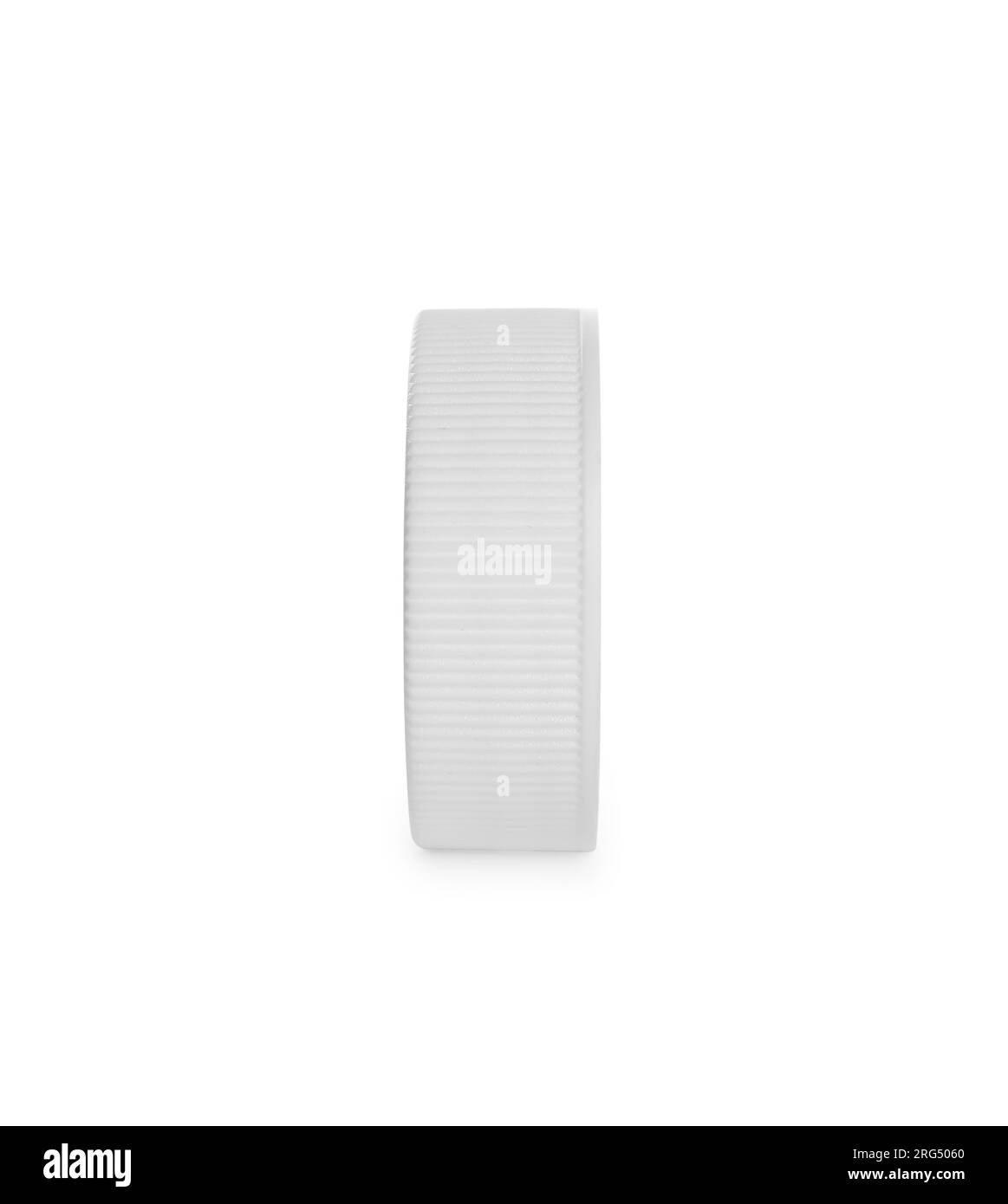 Un tappo per flacone in plastica isolato su bianco Foto Stock