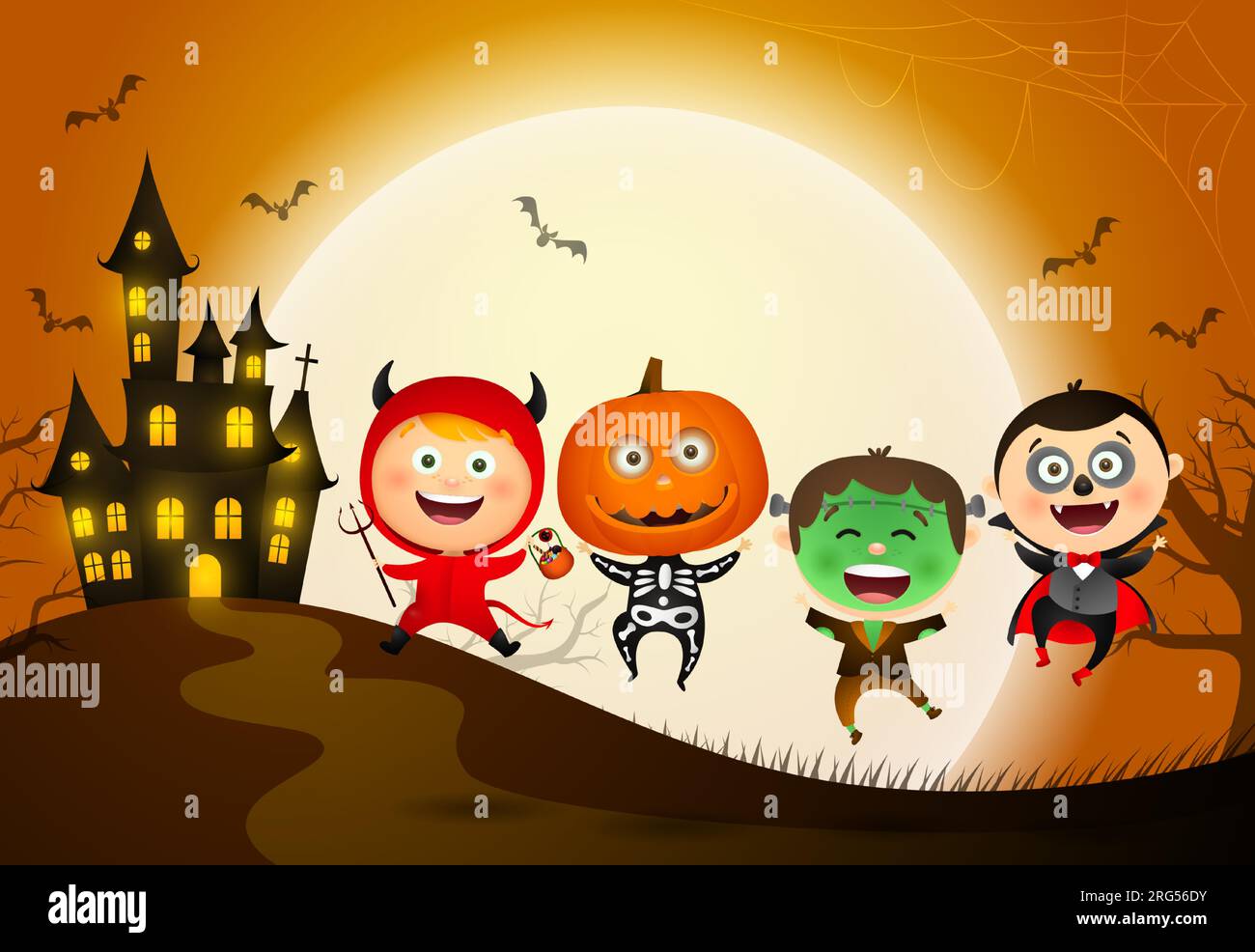 I bambini in costumi di Halloween Illustrazione Vettoriale