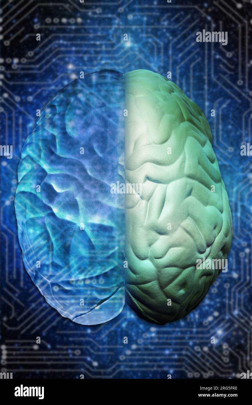 cervello umano e tecnologia Foto Stock