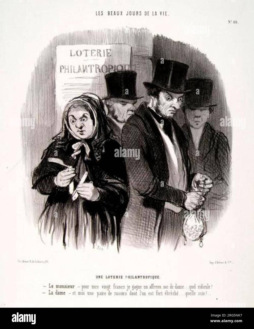 Les Beaux Jours de la vie. Une Loterie Philantropique - Honoré Daumier 1845 di Honoré Daumier Foto Stock