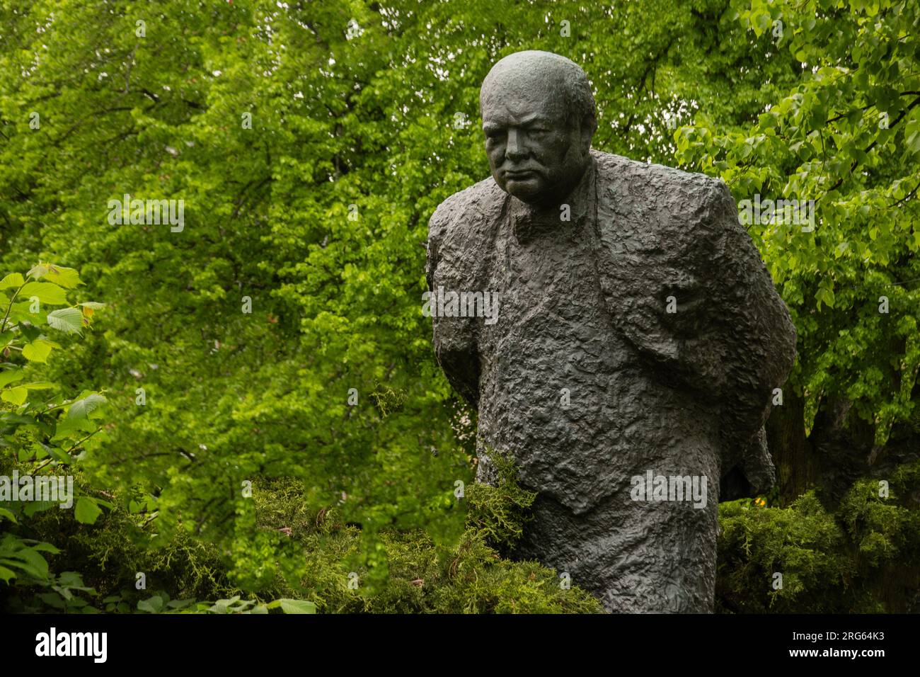 Andiamo avanti insieme con la statua di Winston Churchill ad Halifax, nuova Scozia, Canada Foto Stock