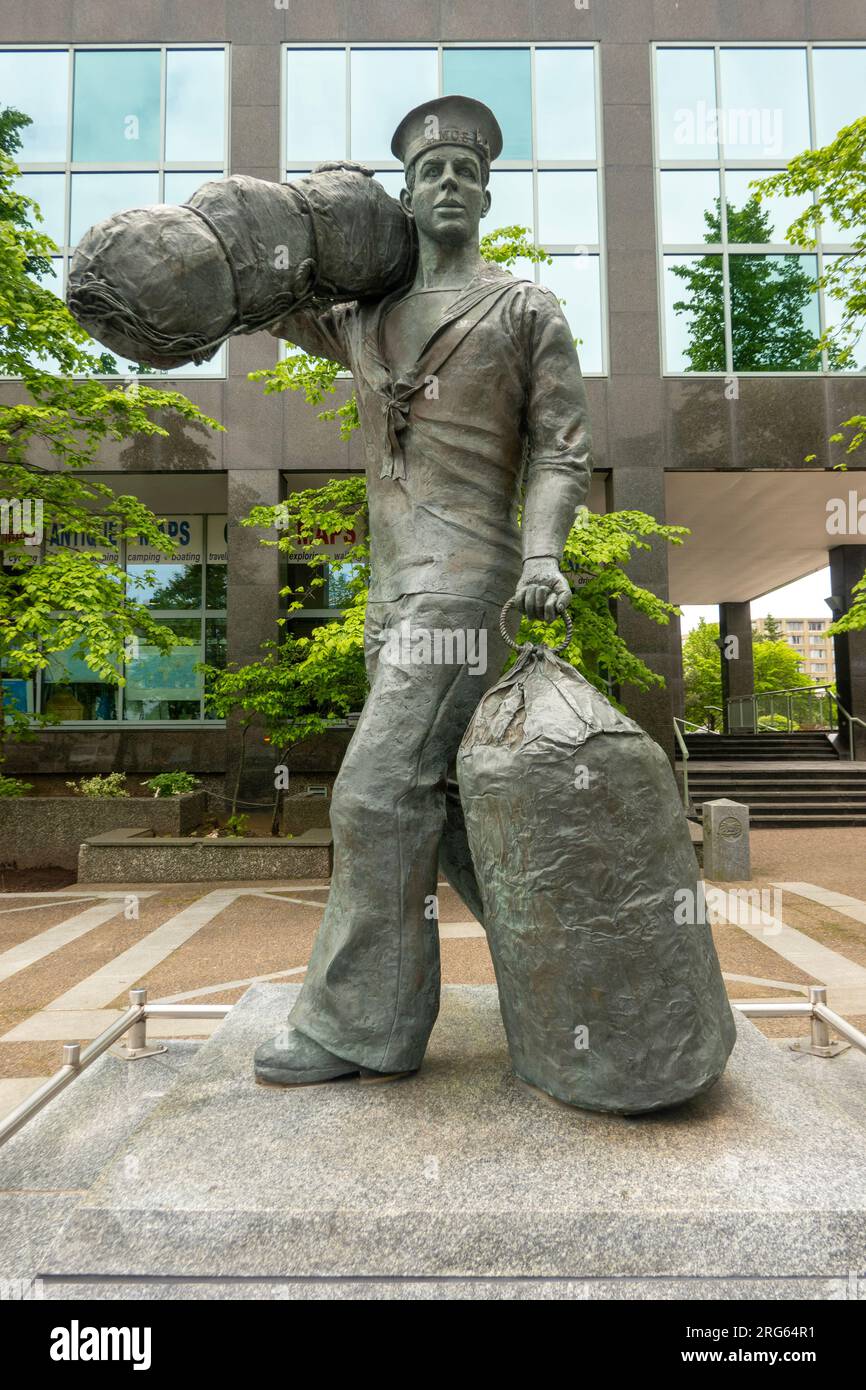 Statua di Sailor sulla via dell'acqua di Halifax, nuova Scozia Foto Stock