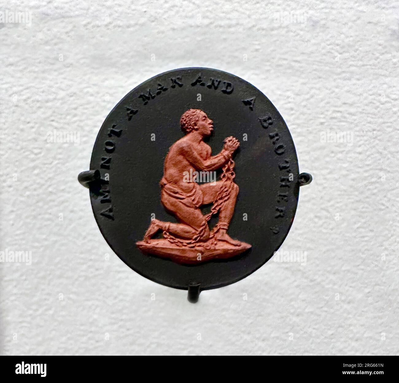 Medaglione realizzato da Wedgwood per l'abolizione del commercio degli schiavi che raccolse fondi per la causa Foto Stock