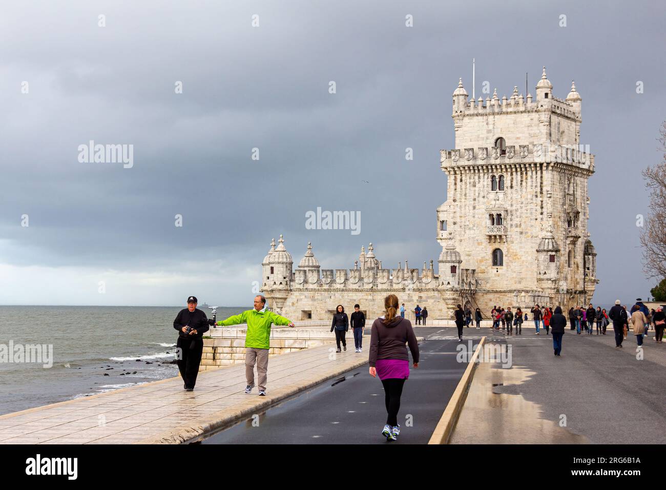 Lisbona, Torre di Belém, Portogallo, Europa, Torre di sao vicente, patrimonio dell'umanità dell'unesco, fortificazione in stile manuelino Foto Stock