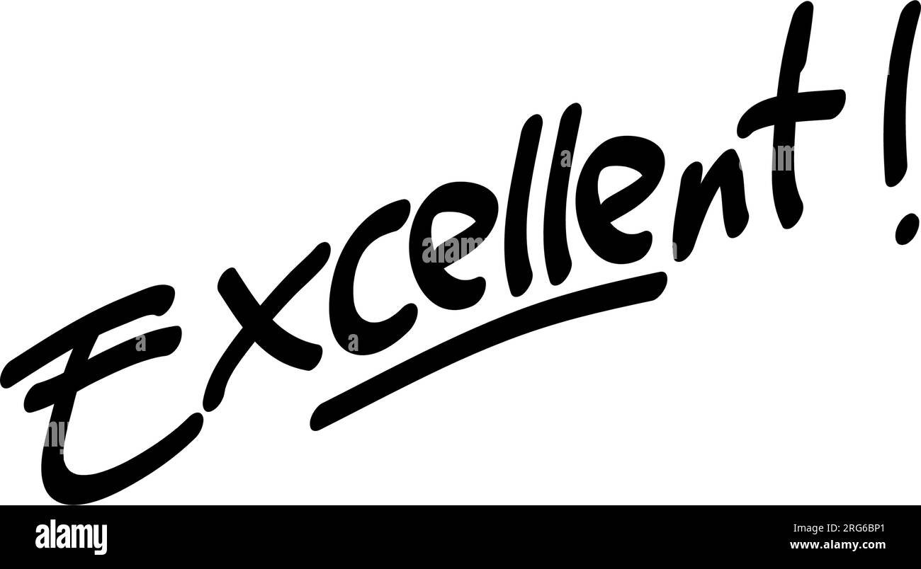 Testo Word Simple Excellence. Illustrazione vettoriale in bianco e nero. Illustrazione Vettoriale