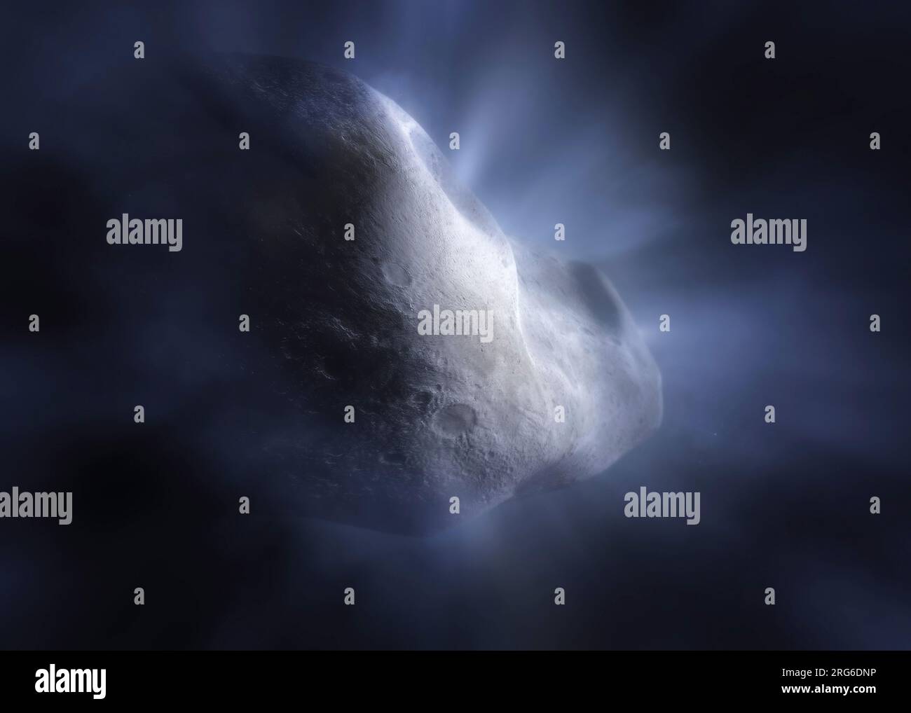 Vista ravvicinata illustrativa della cometa Tempel. Foto Stock