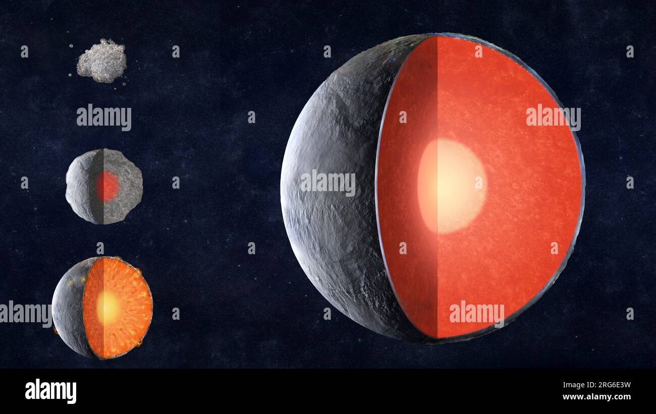 La rappresentazione di un artista di come si forma un pianeta roccioso. Foto Stock