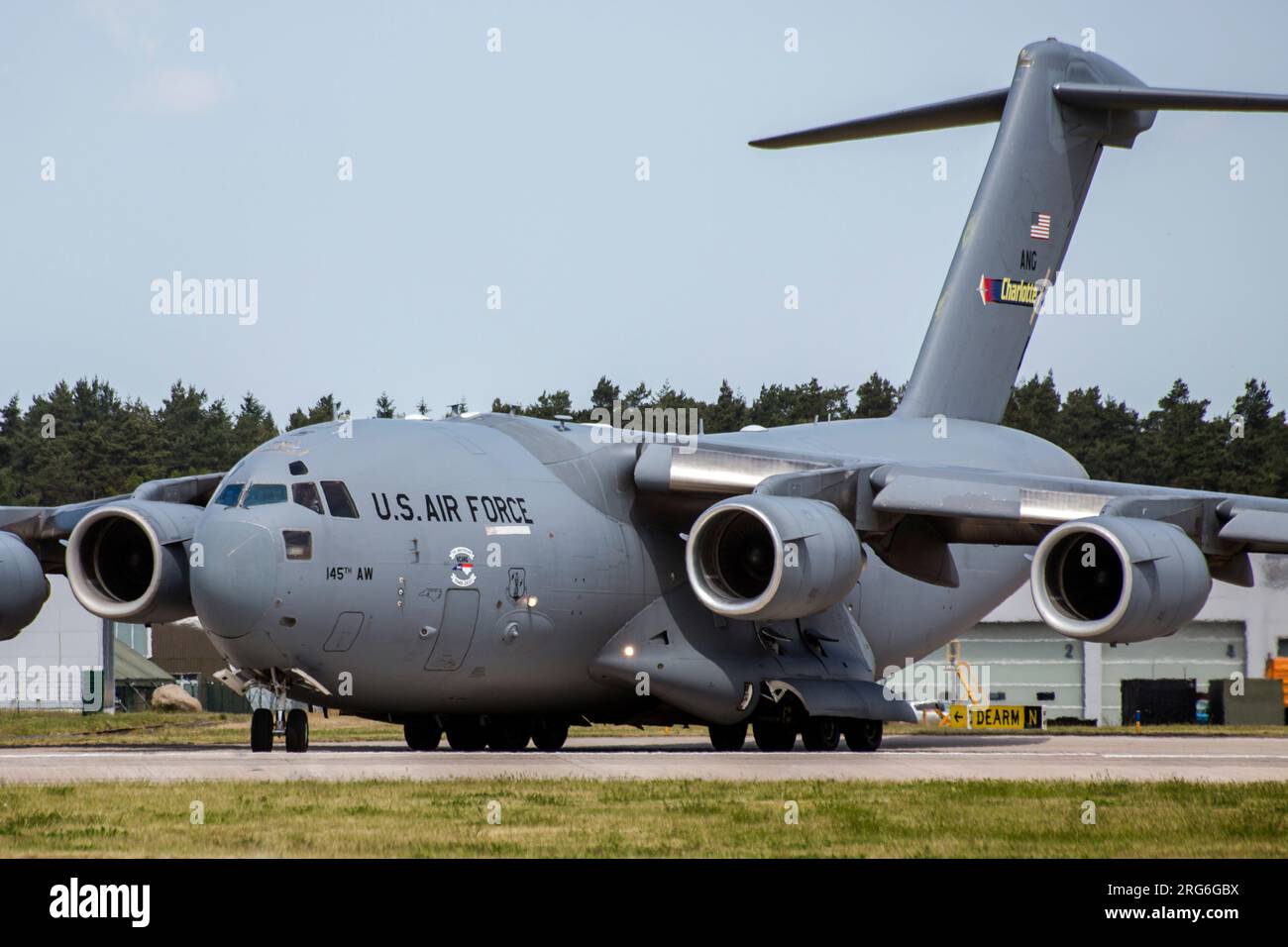 Aereo da trasporto Air National Guard C-17 durante l'esercitazione Air Defender 2023 a Wunstorf, Germania. Foto Stock