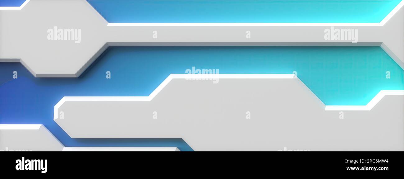 Una struttura meccanica fantascientifica con un'elegante e moderna immagine di rendering 3D blu e nero. Alta qualità Foto Stock