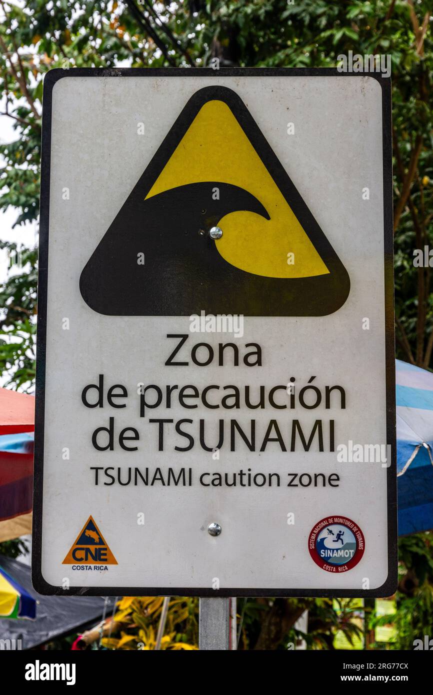 Zona di attenzione per lo tsunami Costa Rica Foto Stock