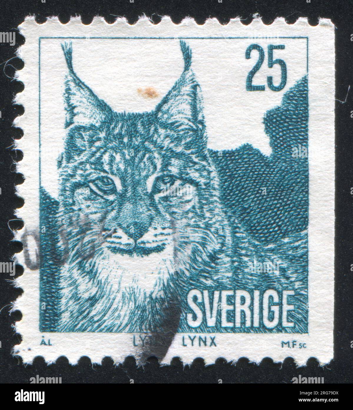 SVEZIA - CIRCA 1973: Francobollo stampato dalla Svezia, mostra Lynx, circa 1973 Foto Stock