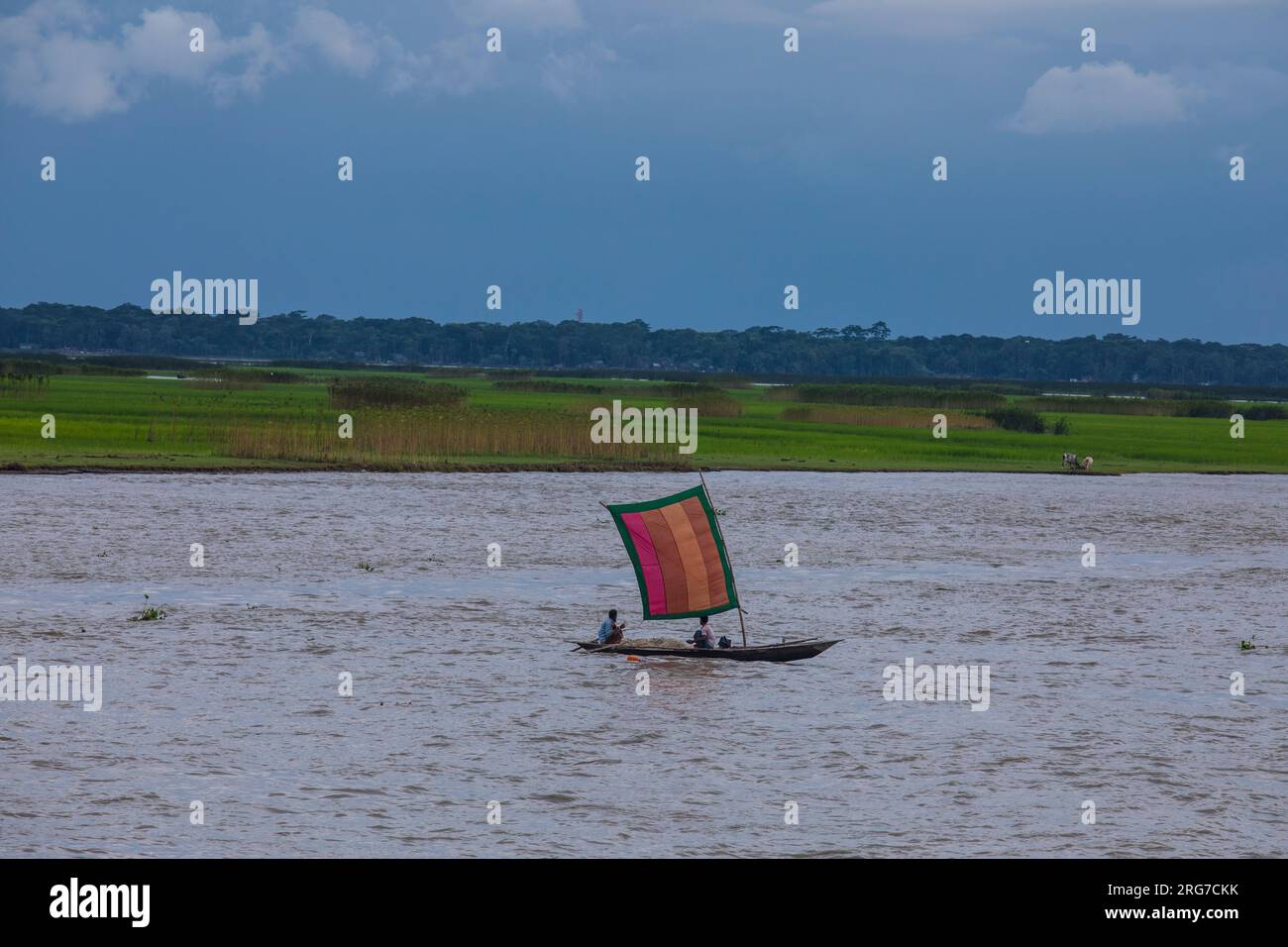 Barche a vela sul fiume Kirtonkhola in Barisal. Bangladesh. Foto Stock