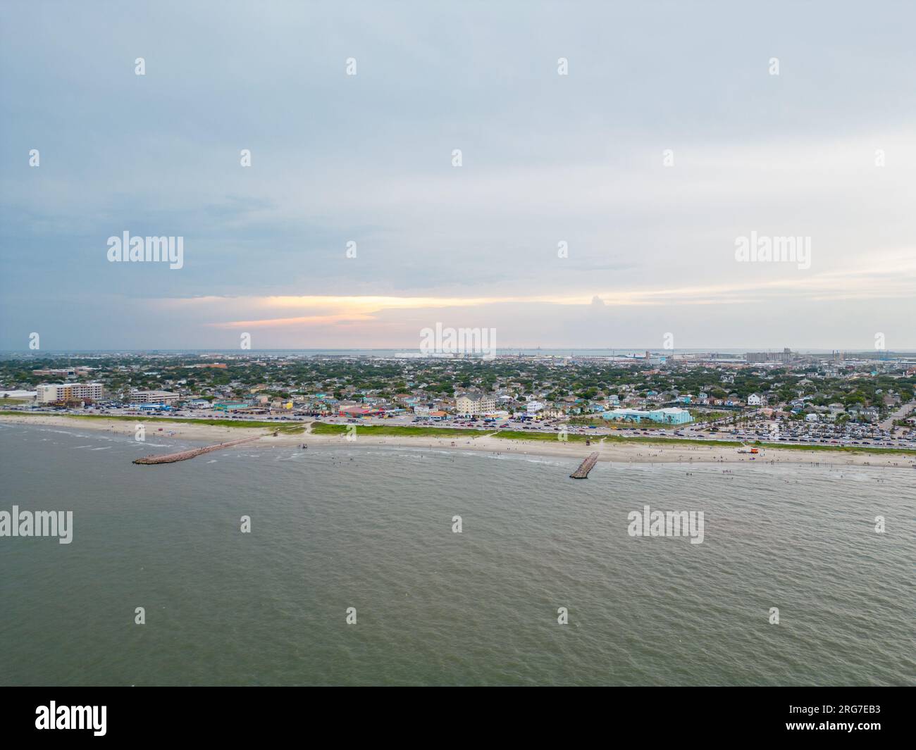 Foto aerea Galveston Beach TX USA Foto Stock