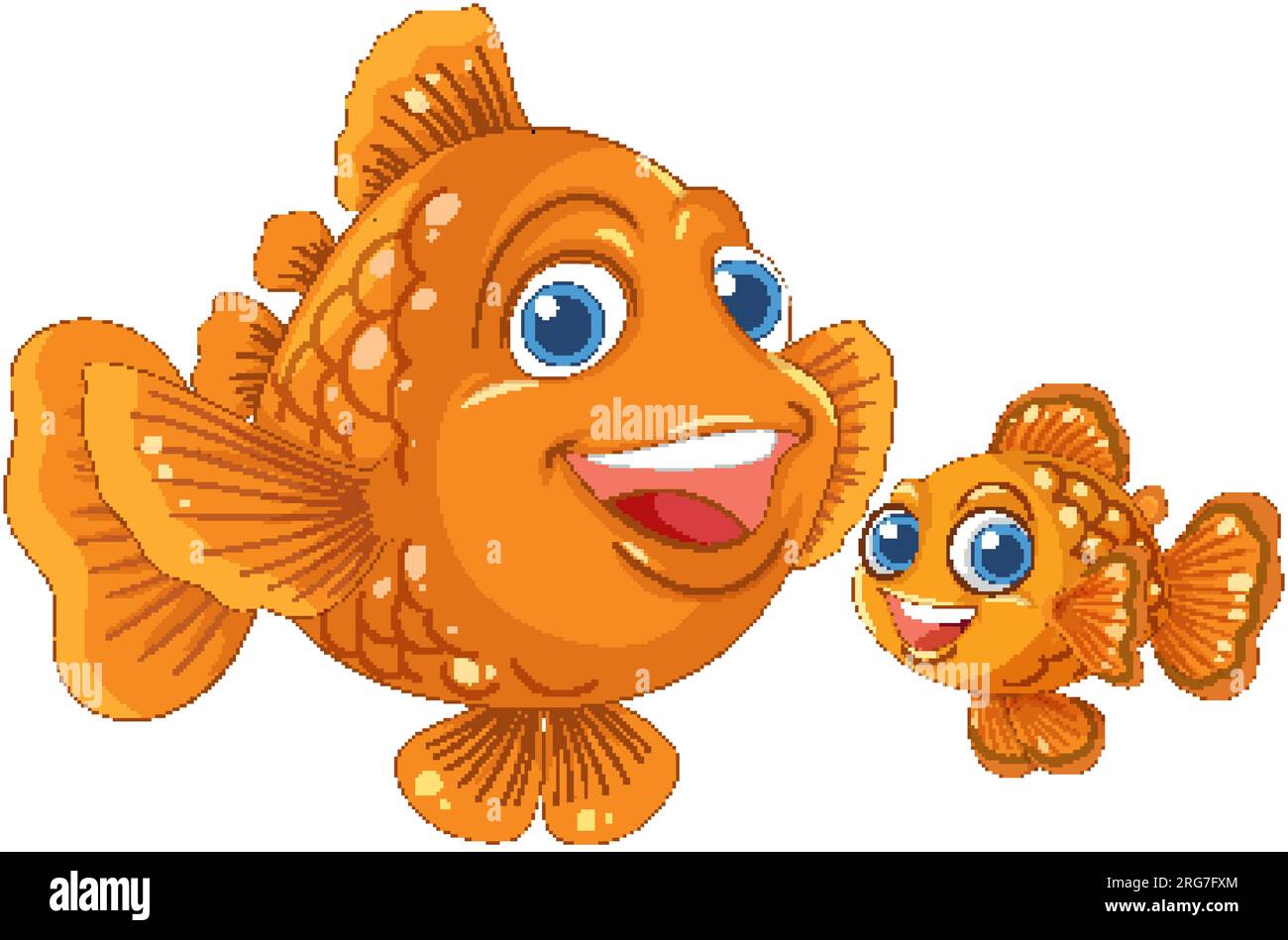 Un allegro pesce rosso dei cartoni animati isolato su uno sfondo bianco Illustrazione Vettoriale