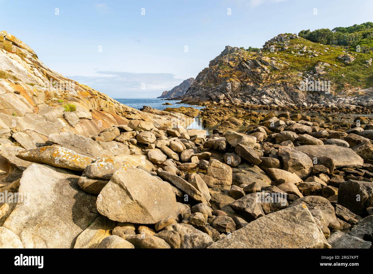 Rodas Fault geological Structure, Cies Islands, Atlantic Islands Galicia Maritime Terrestrial National Park Foto Stock