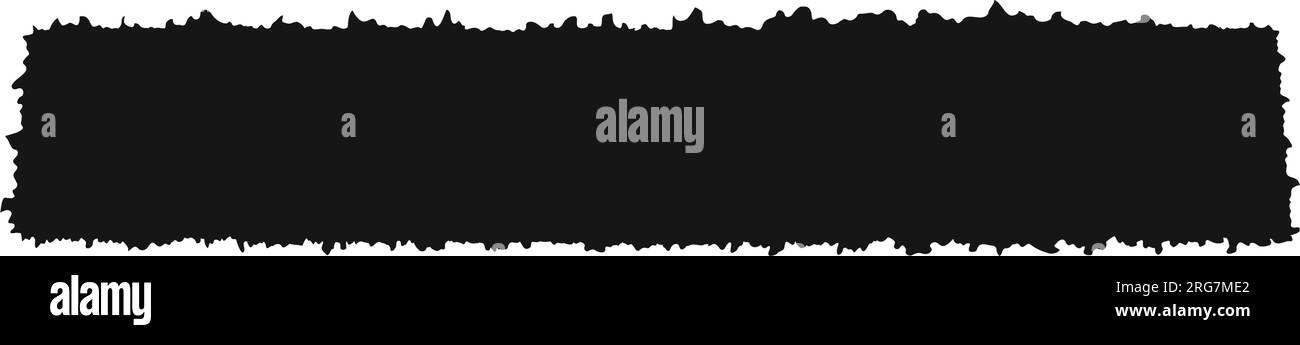 Foglio di carta con bordi ruvidi. Etichetta di cartone strappata, etichetta, forma di adesivo. Modello di casella di testo rettangolare nero vuoto isolato su sfondo bianco. Illustrazione grafica vettoriale Illustrazione Vettoriale