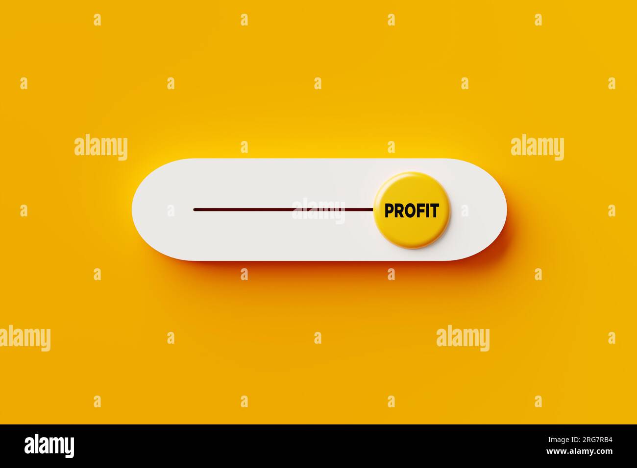 Aumento dei profitti. Elevato livello di profitto. Miglioramento finanziario e miglioramento dei margini di profitto. Interruttore a levetta on/off con la parola profitto. 3D. Foto Stock