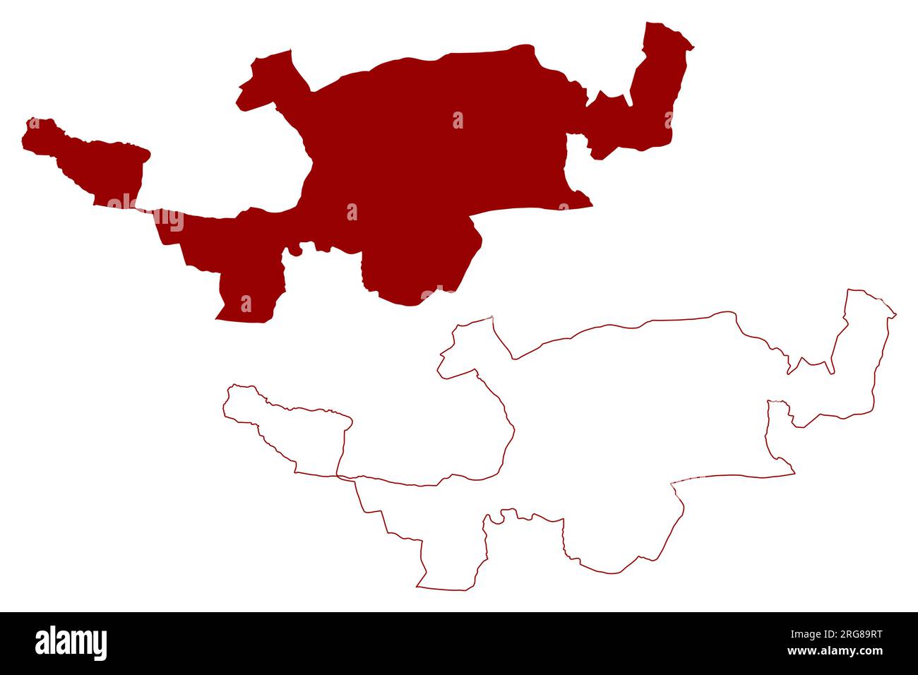 Distretto di Laufen (Svizzera, Confederazione Svizzera, Cantone di Basilea campagna o Basilea campagna, Baselland o Baselbiet) illustrazione vettoriale della mappa, scrib Illustrazione Vettoriale