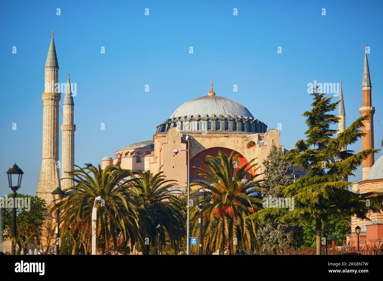 Vista panoramica della grande Moschea di Santa Sofia a Istanbul, Turchia Foto Stock