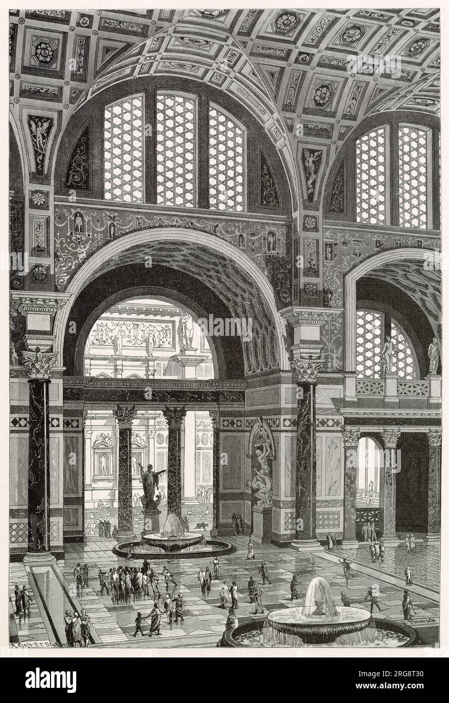 Una ricostruzione della Sala Grande delle Terme di Caracalla. Foto Stock