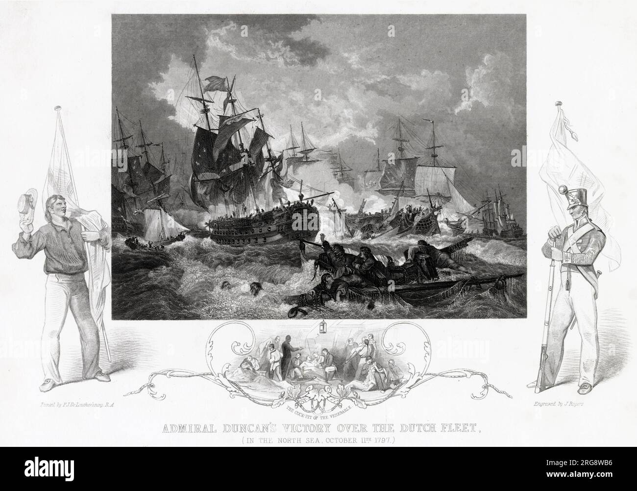 BATTAGLIA DI CAMPERDOWN Duncan intercettò una flotta olandese che navigava per aiutare i francesi e catturò otto dei vascelli nemici Foto Stock