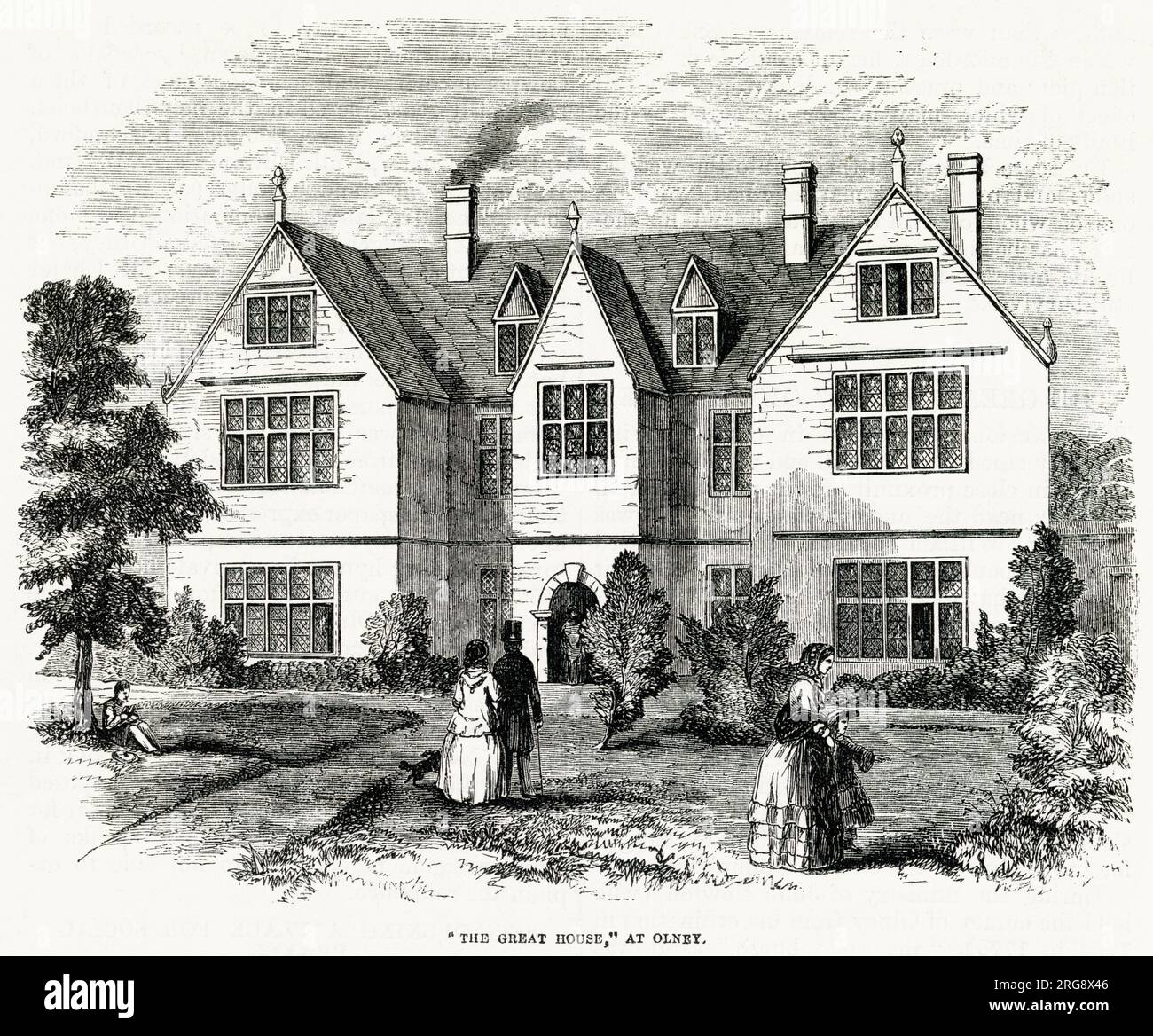 La "Great House" di Olney, Buckinghamshire, eretta intorno al 1650: Tra quelli ad essa associati vi è il poeta Cowper Foto Stock