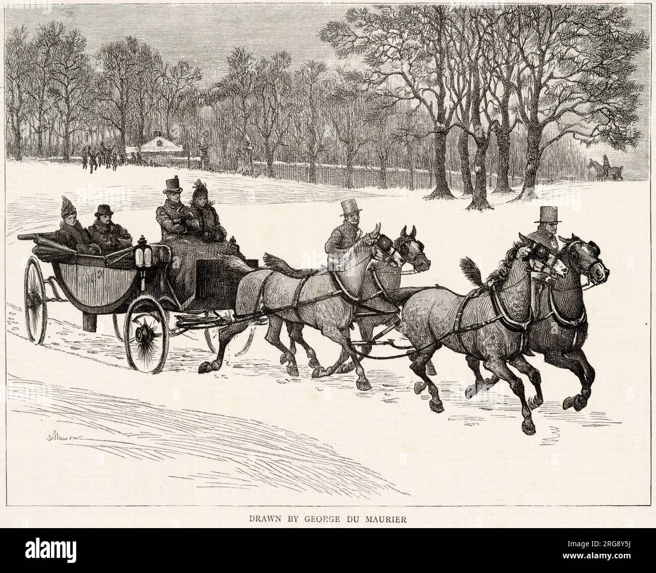 Guida in carrozza aperta in inverno. Foto Stock